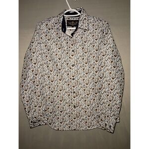 Senor De Los Cielos Shirt Womens L White Floral Paisley Button Up  Lomg Sleeve